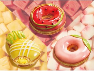 夏に食べたくなる人気のフルーツがドーナツに！ ツヤっとみずみずしい果実感を表現した “冷やしてもおいしい”夏ドーナツ3種が新登場！